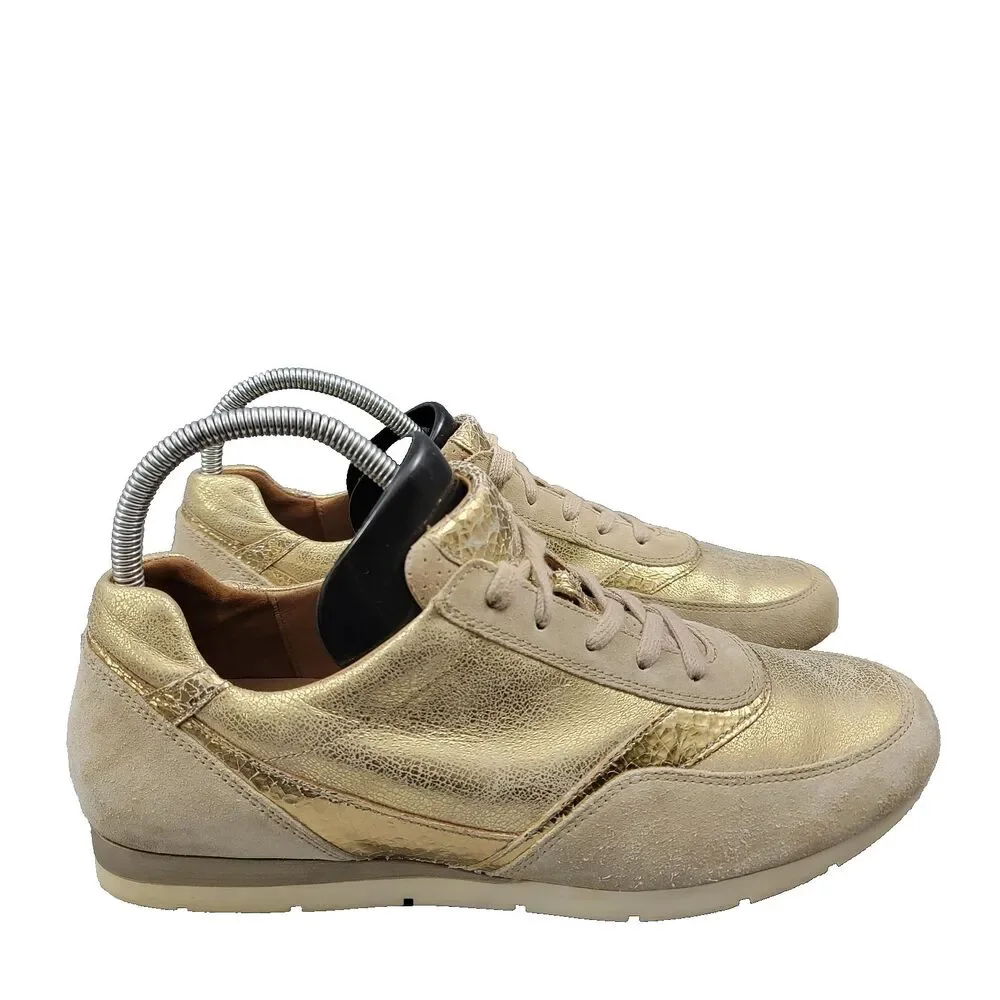 Gabor Metallic Gold Low Top Trainers Leather Sneakers Women's 7 UK 9 - 9.5 US